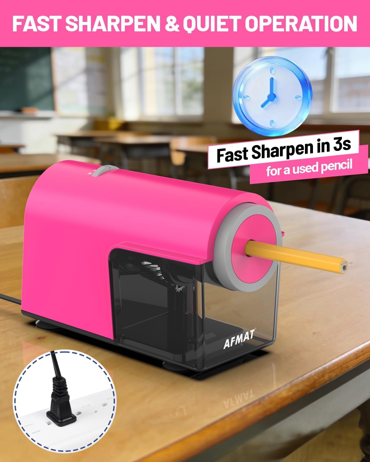 ✅Newest Model With Best Features✅Newly Upgraded Fully Automatic Electric Pencil Sharpener for 6.5-10.5mm No.2/Jumbo/Colored Pencils,3X Longer Cutter Life, PSC5RR