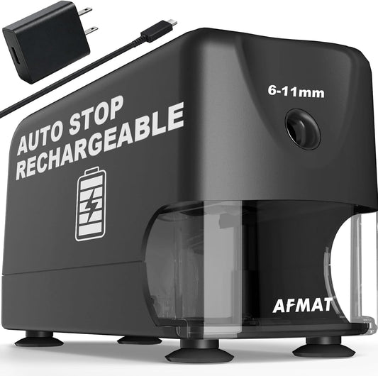 🏫Classroom Must-Haves Every Teacher Needs🏫Electric Pencil Sharpener for Classroom, Cordless & Rechargeable & Heavy Duty, for 6-11mm Pencils, 10,000 Sharpenings,Battery Powered with Adapter,PSD3BKB
