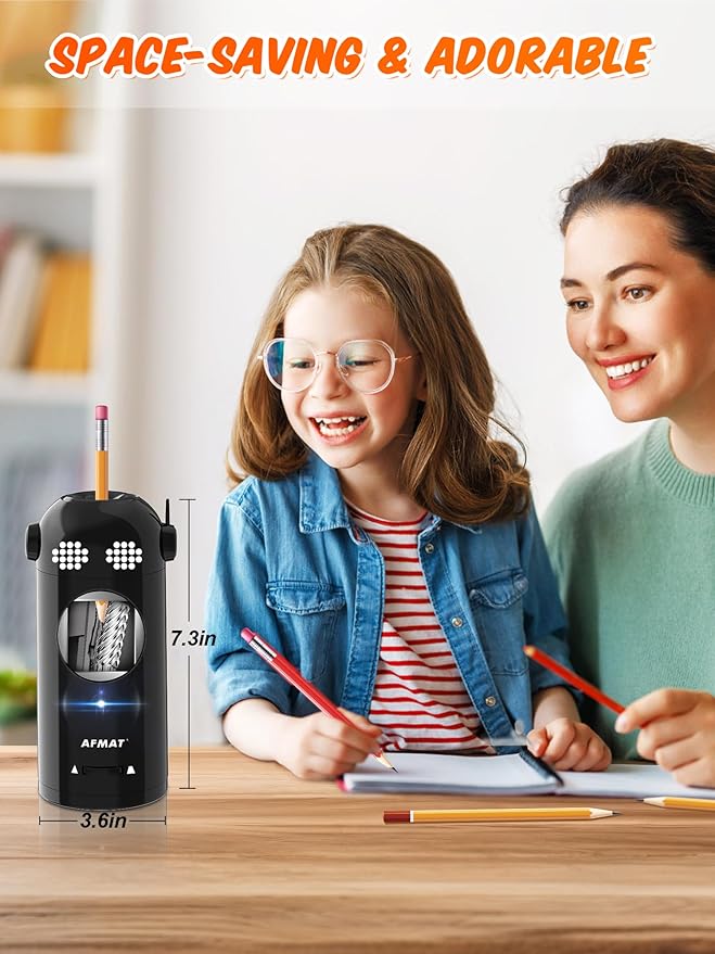 AFMAT PSX5EW Robot Fully Automatic Electric Pencil Sharpener for 7-11.5mm Pencils,PSX5GNEW