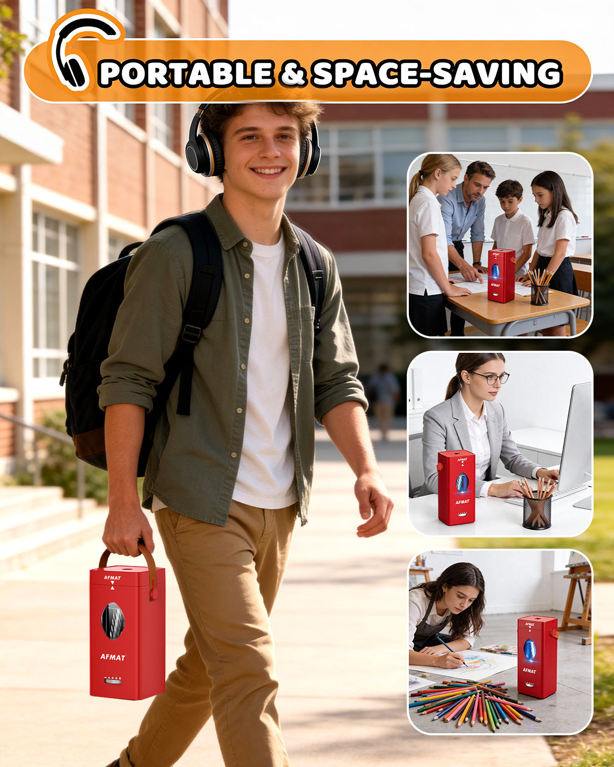 ✅Newest Model With Best Features✅Newly Upgraded Fully Automatic Rechargeable Electric Pencil Sharpener for 6-12mm No.2/Jumbo Pencils, 3X Longer Cutter Life, PSC7RD