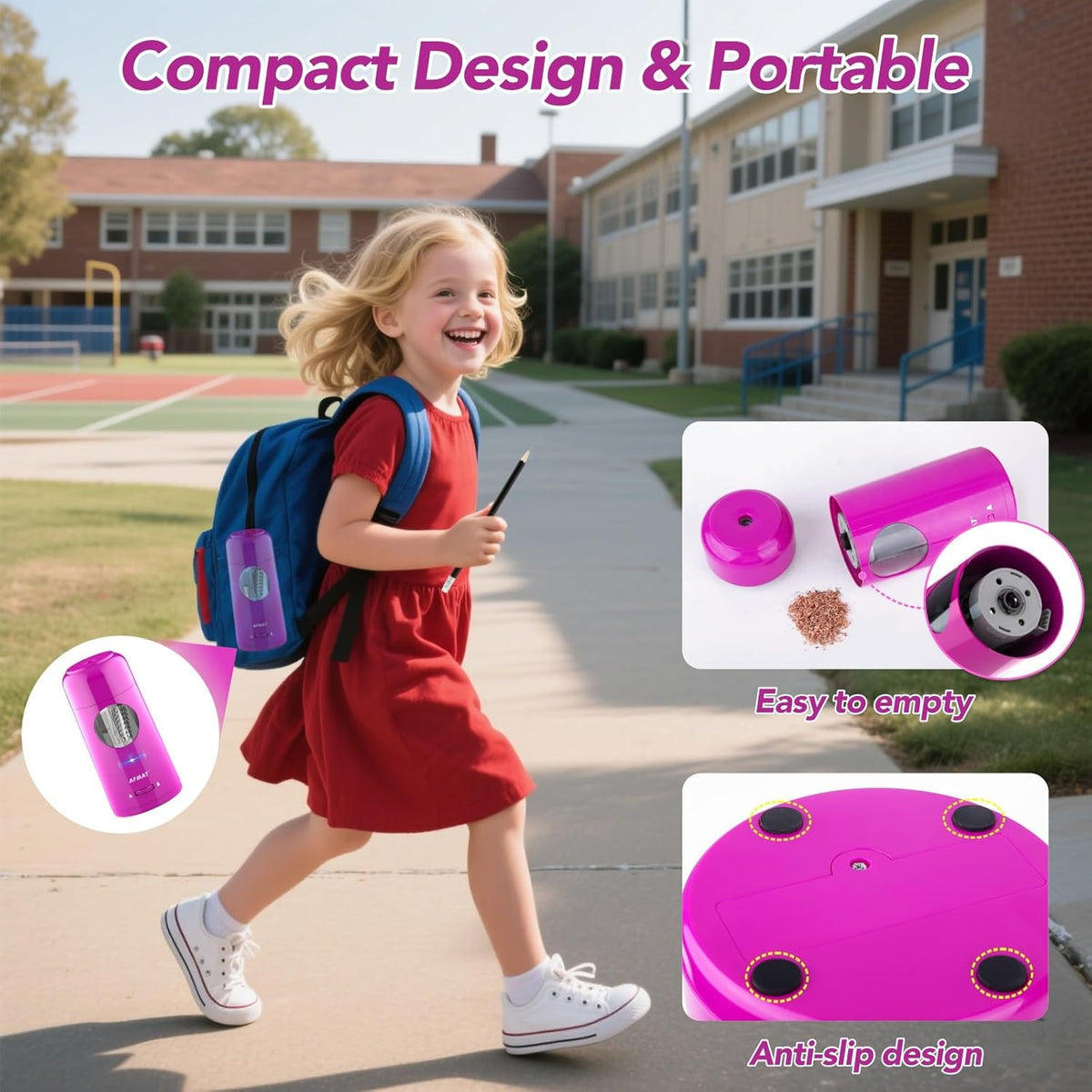 🎁Perfect Gift For A Teacher🎁Fully Automatic Rechargeable Electric Pencil Sharpener for 7-11.5mm Colored/Jumbo Pencils,PSX6PR