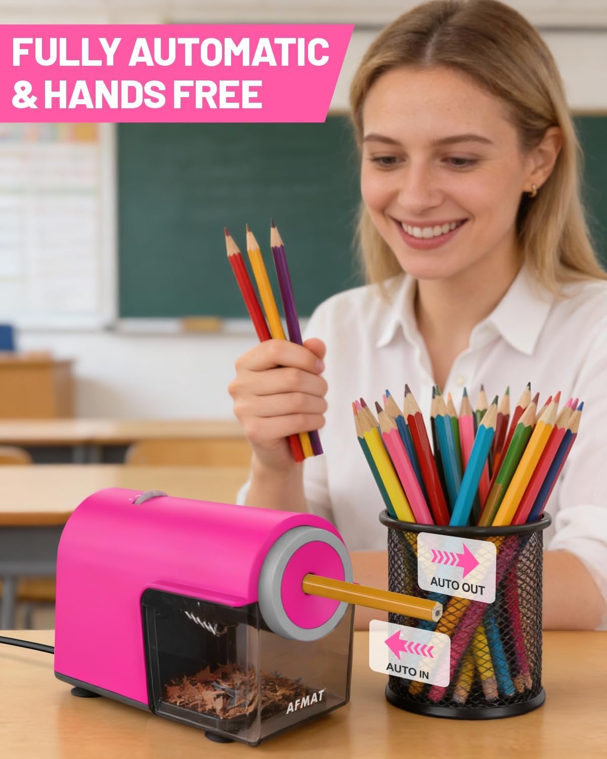 ✅Newest Model With Best Features✅Newly Upgraded Fully Automatic Electric Pencil Sharpener for 6.5-10.5mm No.2/Jumbo/Colored Pencils,3X Longer Cutter Life, PSC5RR