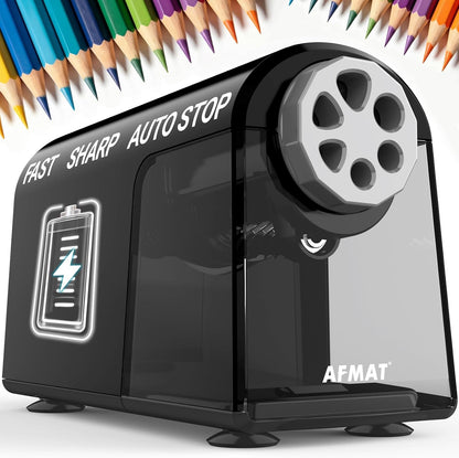 ✏️Best Back-to-School Deals✏️6-Hole Electric Pencil Sharpener for Classroom, Cordless & Rechargeable & Heavy Duty, for 6-11mm Colored Pencils, 10,000+ Sharpenings,PSD2BK