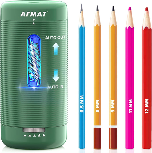 ✅Newest Model With Best Features✅Newly Upgraded Fully Automatic Rechargeable Electric Pencil Sharpener for 6-12mm No.2/Jumbo Pencils, 3X Longer Cutter Life, PSC2GN