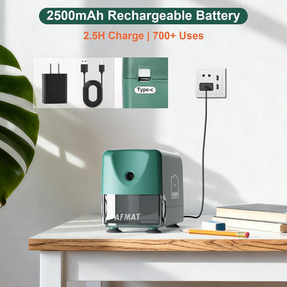 🏫Classroom Must-Haves Every Teacher Needs🏫 Pencil Sharpener for Classroom, Cordless & Rechargeable & Heavy Duty, for 6-11mm Pencils, 10,000 Sharpenings,Battery Powered with Adapter,PSD3GNB