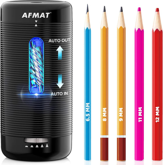 ✅Newest Model With Best Features✅Newly Upgraded Fully Automatic Rechargeable Electric Pencil Sharpener for 6-12mm No.2/Jumbo Pencils, 3X Longer Cutter Life, PSC2BK