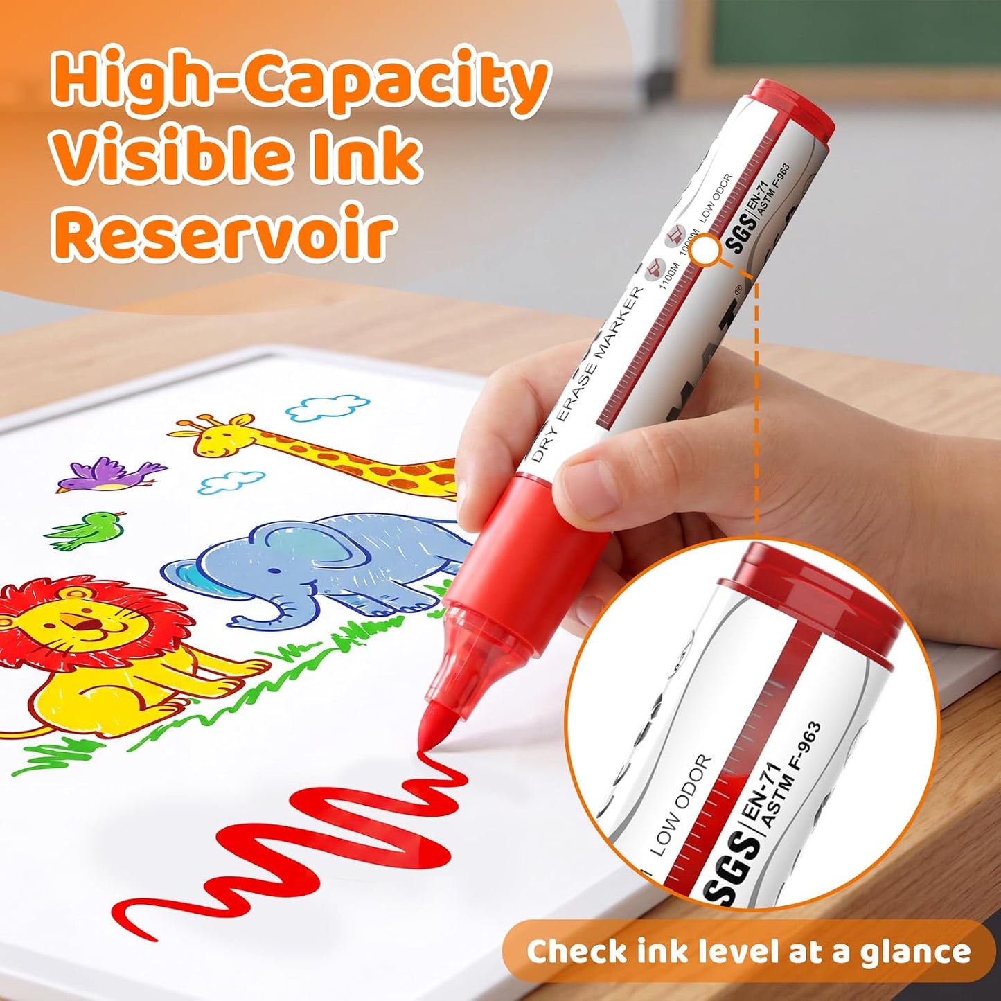 AFMAT Dry Erase Markers, 12-Count Whiteboard Markers, 1,100 Meters Writing Distance, Low Odor White Board Markers for Teacher Office Classroom (6 Bullet Tip + 6 Chisel Tip),DB103