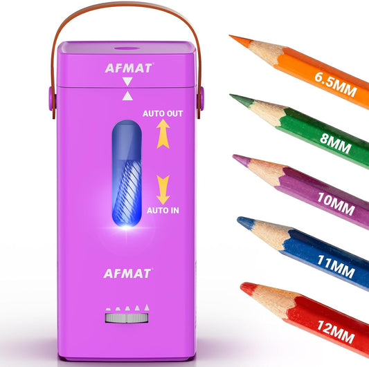 ✅Newest Model With Best Features✅Newly Upgraded Fully Automatic Rechargeable Electric Pencil Sharpener for 6-12mm No.2/Jumbo Pencils, 3X Longer Cutter Life,PSC6PR