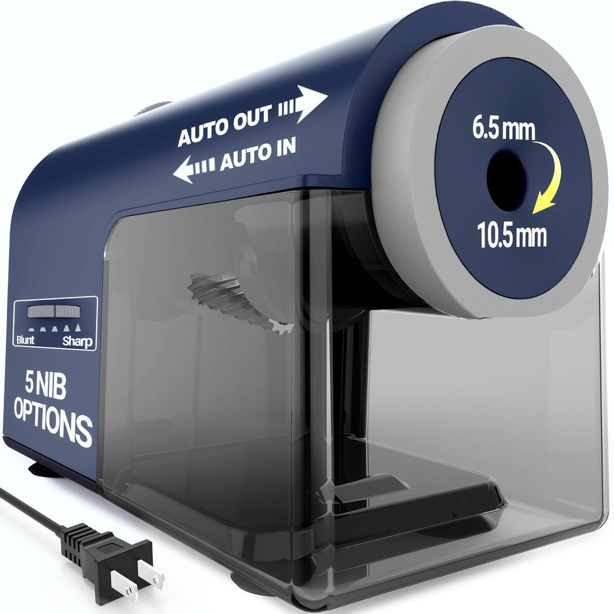 ✅Newest Model With Best Features✅Newly Upgraded Fully Automatic Electric Pencil Sharpener for 6.5-10.5mm No.2/Jumbo/Colored Pencils,3X Longer Cutter Life, PSC5BL