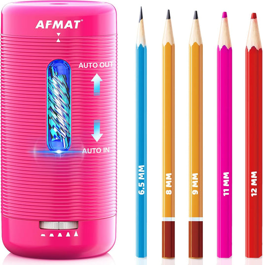 ✅Newest Model With Best Features✅Newly Upgraded Fully Automatic Rechargeable Electric Pencil Sharpener for 6-12mm No.2/Jumbo Pencils, 3X Longer Cutter Life, PSC2RR