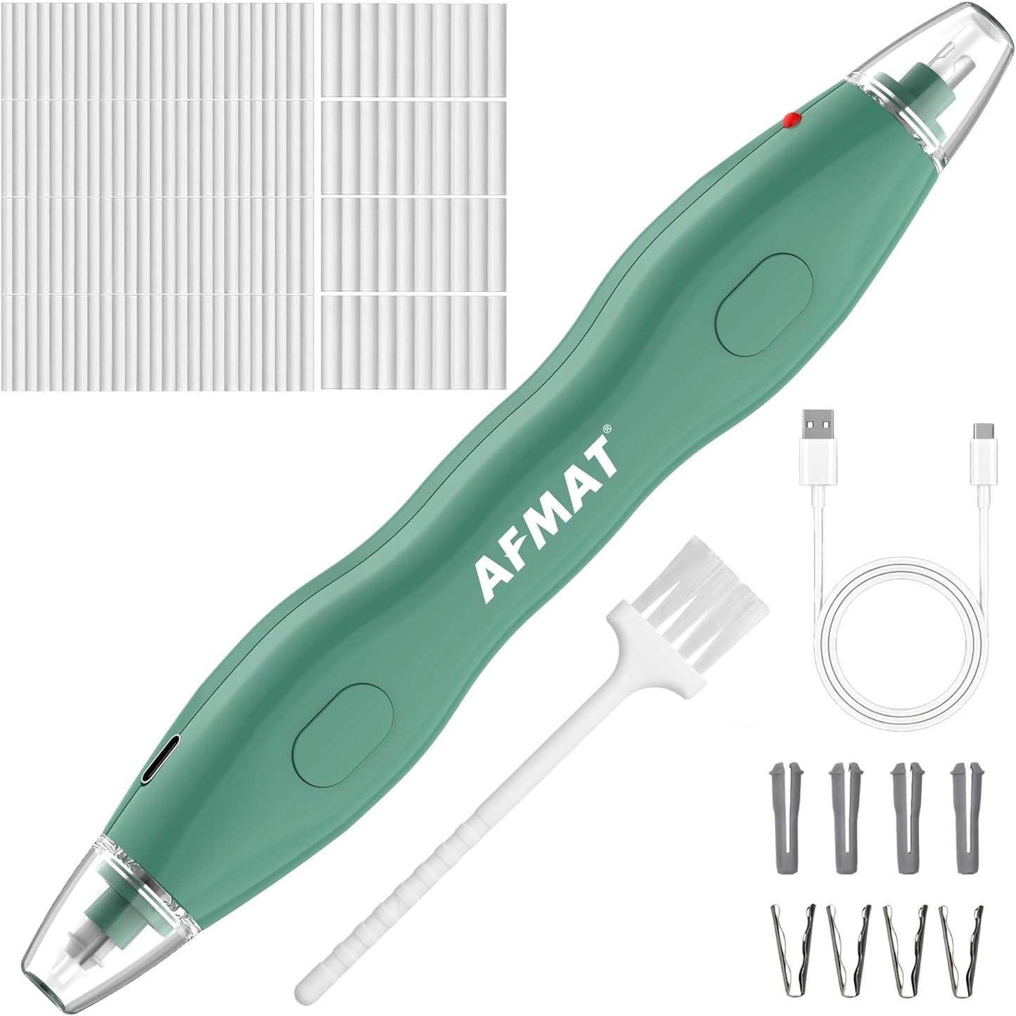 AFMAT Electric Eraser, with 140 Eraser Refills, Rechargeable Pencil Erasers for Artists, Electric Erasers for Drafting, Drawing, Painting, Sketching, Architectural Plans, Detailer Tool EE25GN