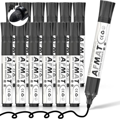 AFMAT 12 Bullet Tip Whiteboard Markers,Black DB10Y7