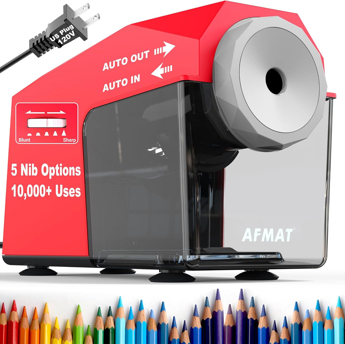✅Newest Model With Best Features✅Newly Upgraded Fully Automatic Electric Pencil Sharpener for 6.5-10.5mm No.2/Jumbo/Colored Pencils,3X Longer Cutter Life,PSC4RD