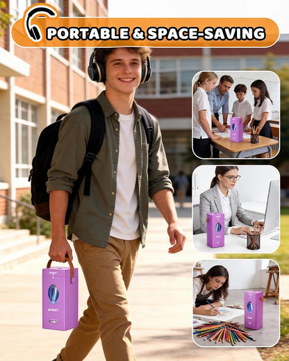💜Rubybanfit’s Pick💜✅Newest Model With Best Features✅Newly Upgraded Fully Automatic Rechargeable Electric Pencil Sharpener for 6-12mm No.2/Jumbo Pencils, 3X Longer Cutter Life, PSC7PR