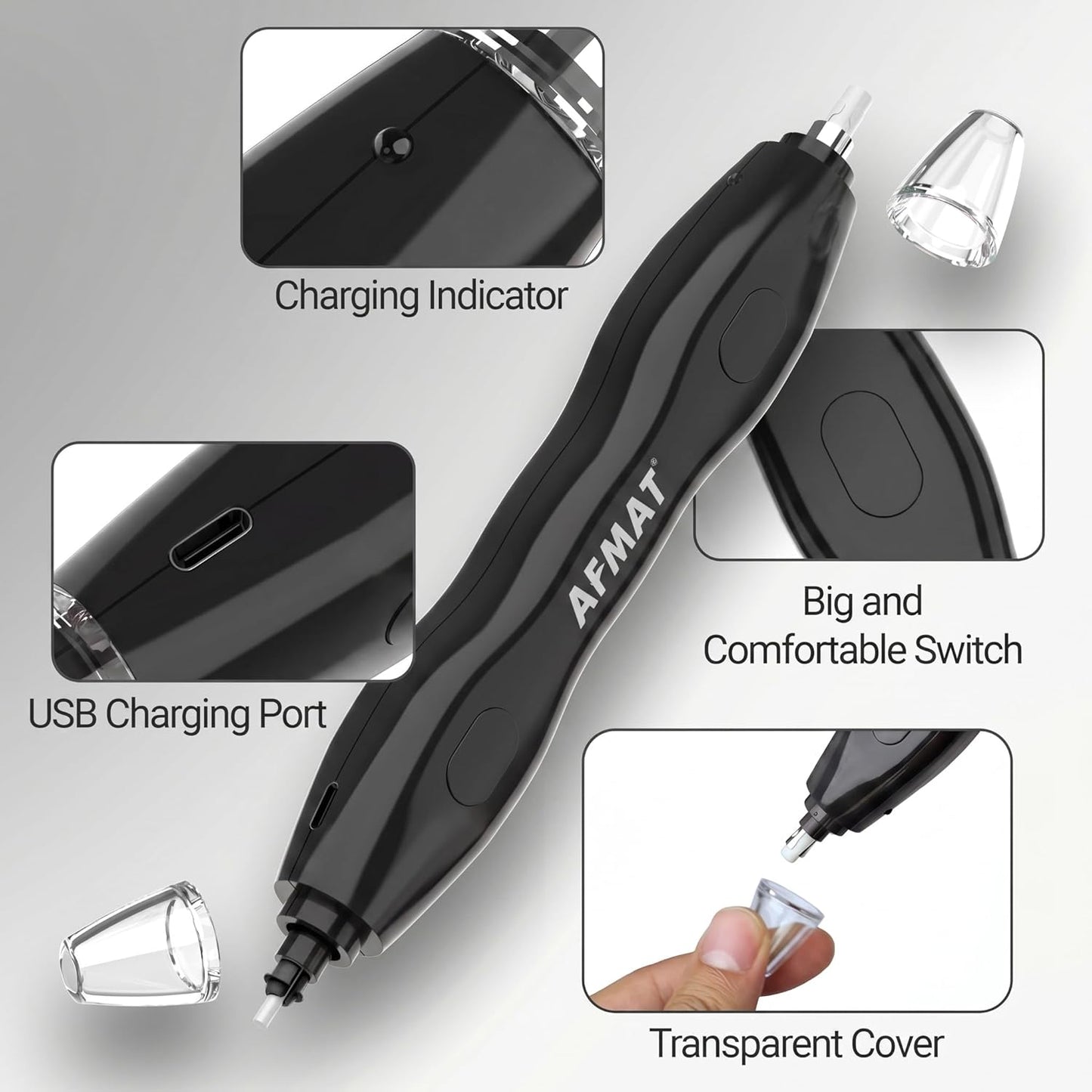 AFMAT Electric Eraser, with 140 Eraser Refills, Rechargeable Pencil Erasers for Artists, Electric Erasers for Drafting, Drawing, Painting, Sketching, Architectural Plans, Detailer Tool EE25(Black)