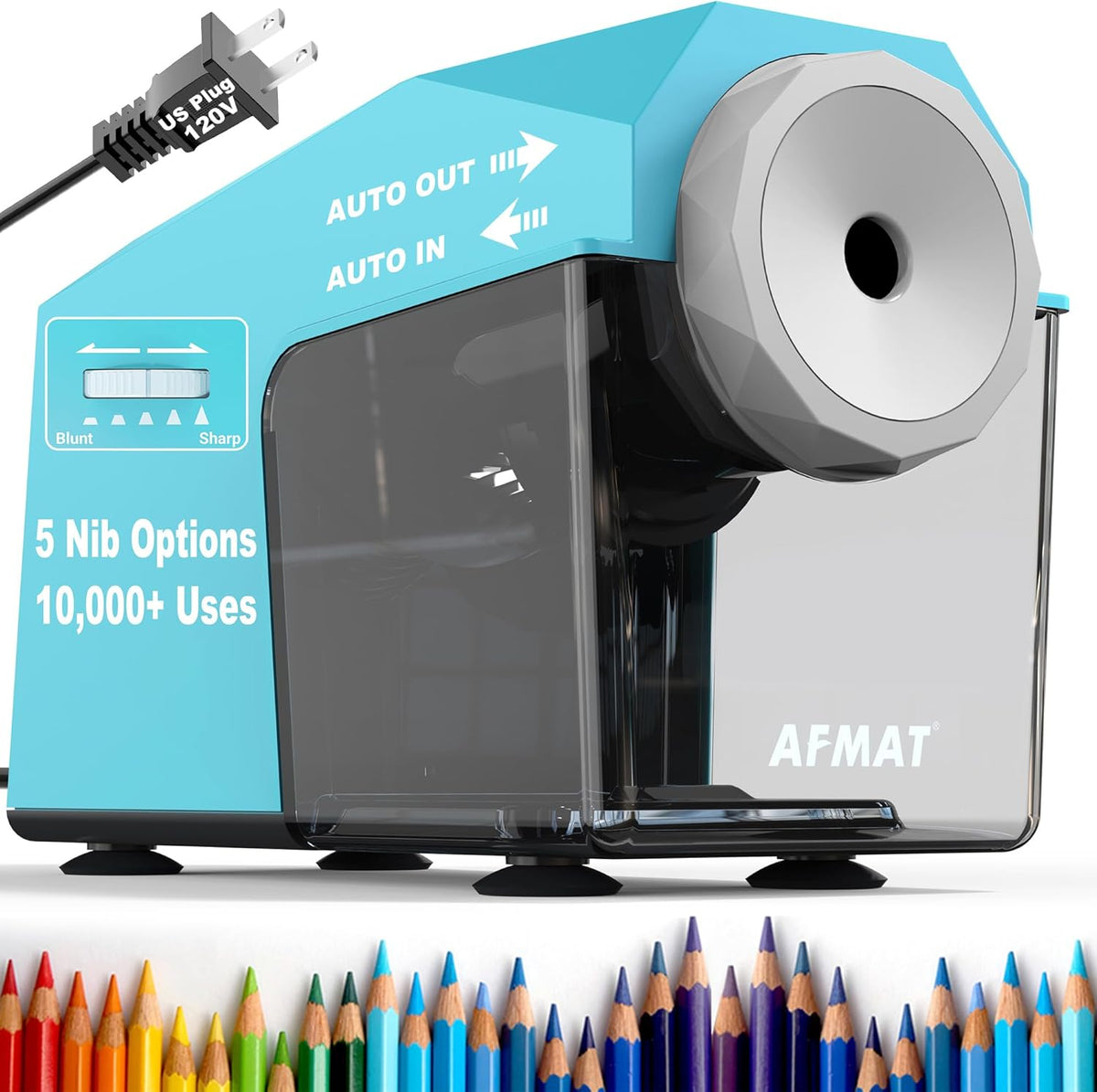 ✅Newest Model With Best Features✅Newly Upgraded Fully Automatic Electric Pencil Sharpener for 6.5-10.5mm No.2/Jumbo/Colored Pencils,3X Longer Cutter Life,PSC4CY