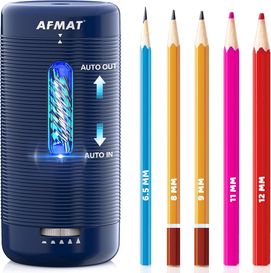 ✅Newest Model With Best Features✅Newly Upgraded Fully Automatic Rechargeable Electric Pencil Sharpener for 6-12mm No.2/Jumbo Pencils, 3X Longer Cutter Life, PSC2BL