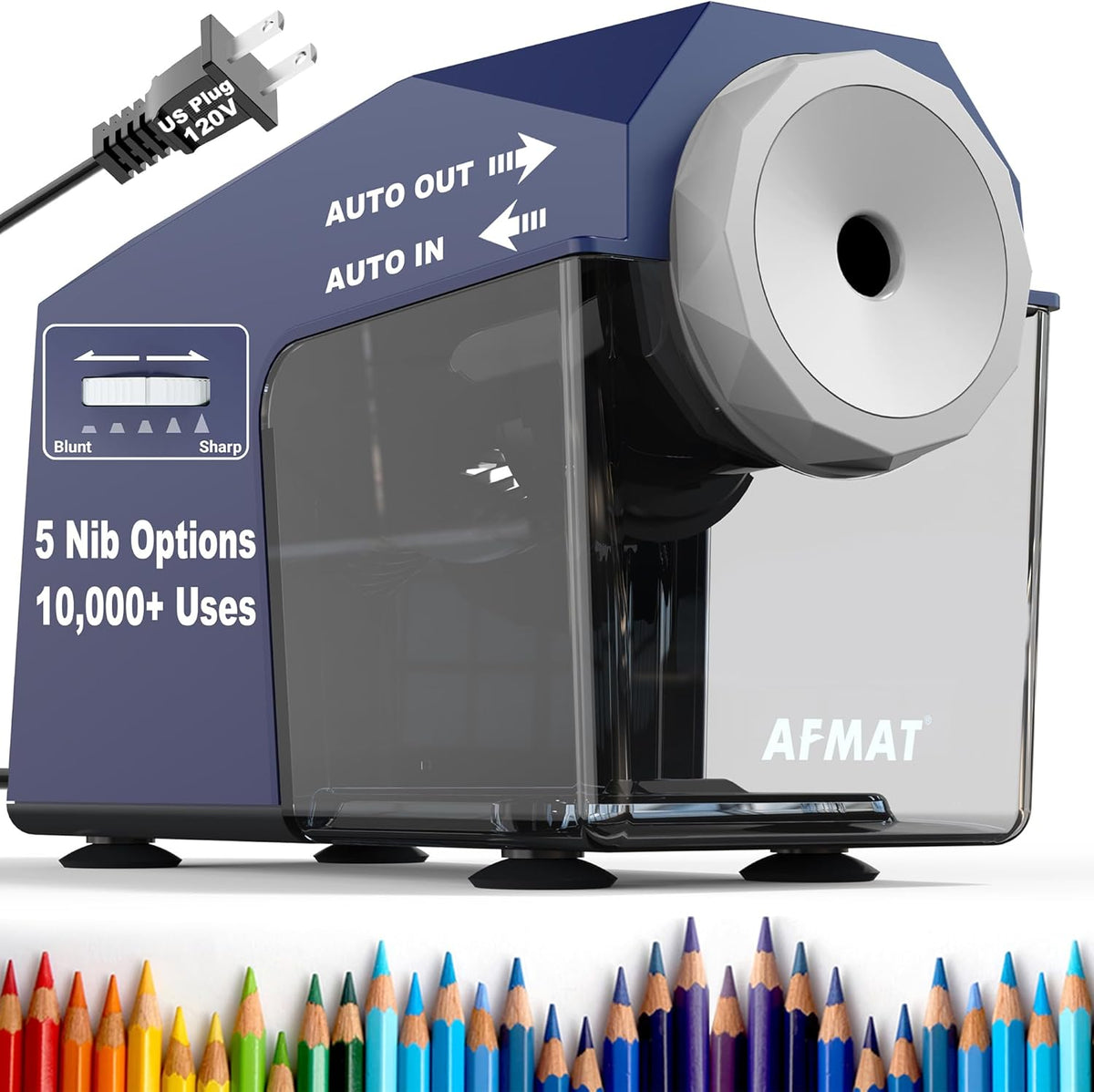 ✅Newest Model With Best Features✅Newly Upgraded Fully Automatic Electric Pencil Sharpener for 6.5-10.5mm No.2/Jumbo/Colored Pencils,3X Longer Cutter Life,PSC4BL