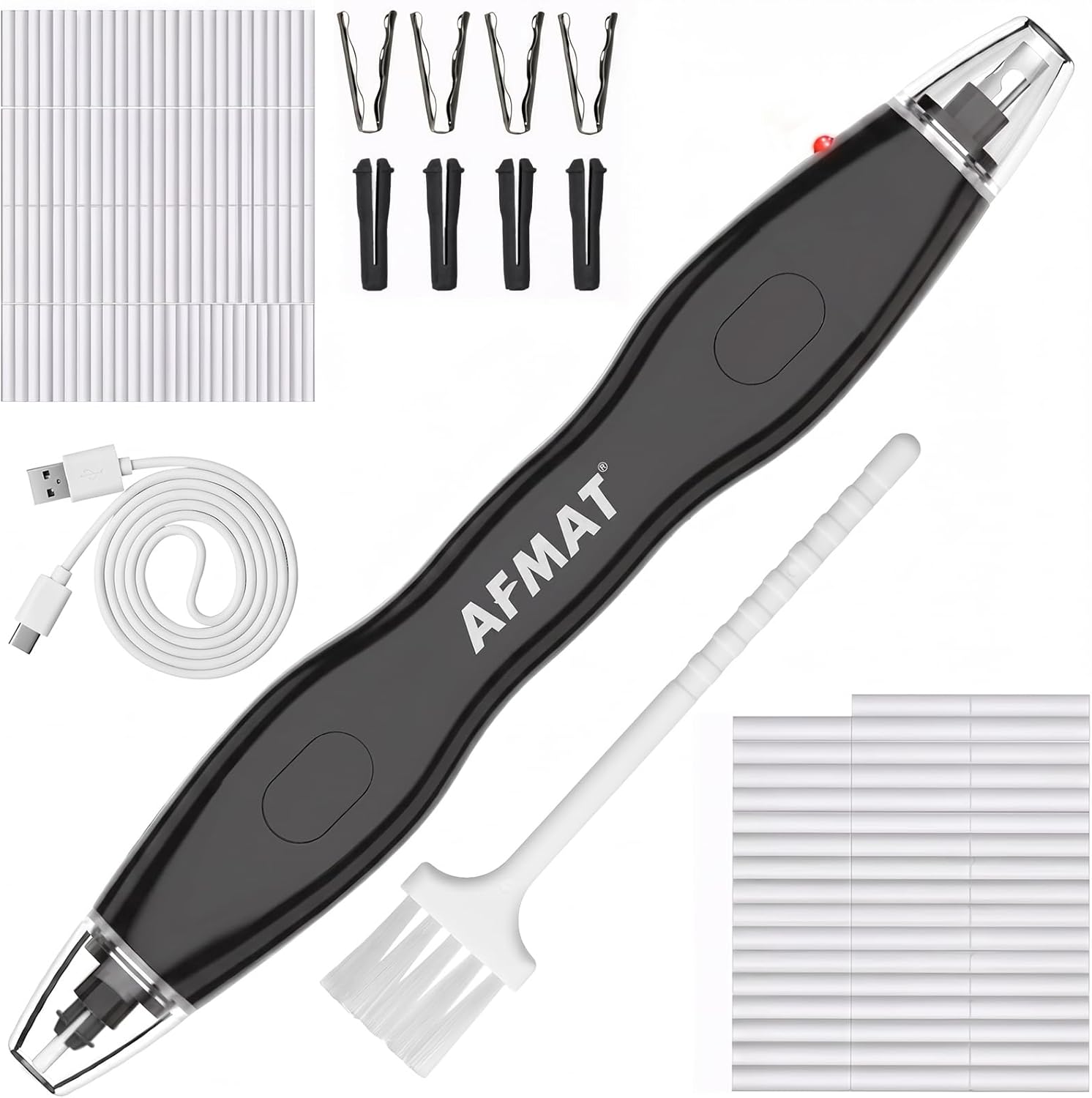 AFMAT Electric Eraser, with 140 Eraser Refills, Rechargeable Pencil Erasers for Artists, Electric Erasers for Drafting, Drawing, Painting, Sketching, Architectural Plans, Detailer Tool EE25(Black)