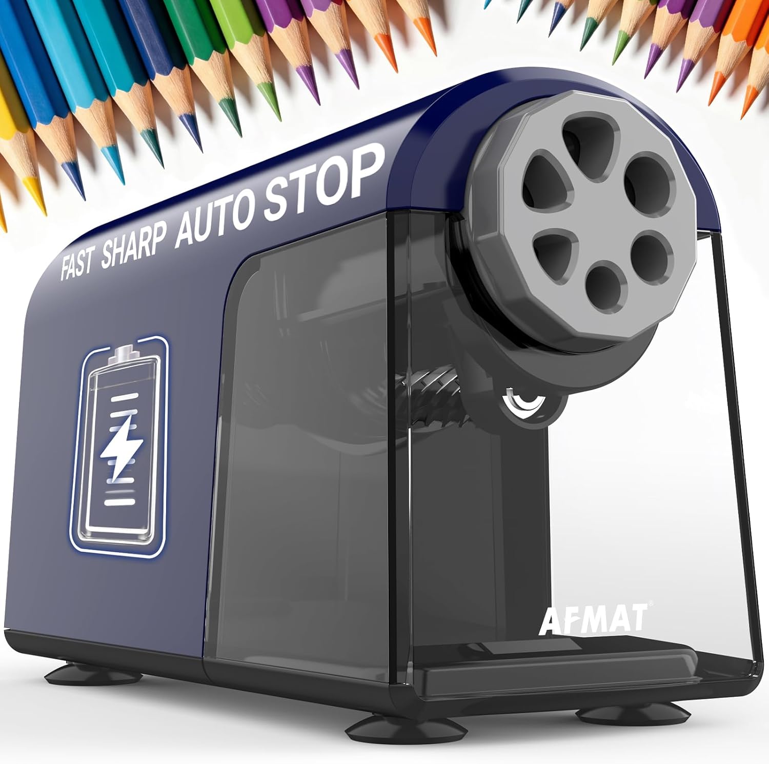 🤩Classroom Must-Haves Every Teacher Needs🤩6-Hole Electric Pencil Sharpener for Classroom, Cordless & Rechargeable & Heavy Duty, for 6-11mm Colored Pencils, 10,000+ Sharpenings,PSD2BL
