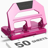 AFMAT Heavy Duty 3 Hole Puncher, 50-Sheet Paper Punch Heavy Duty, 50% Reduced Effort Three Hole Punch, 10K+ Uses, Metal Hole Puncher 3 Ring w/Large Tray, Bulit-in S.S. Paper Guide HPX4RW