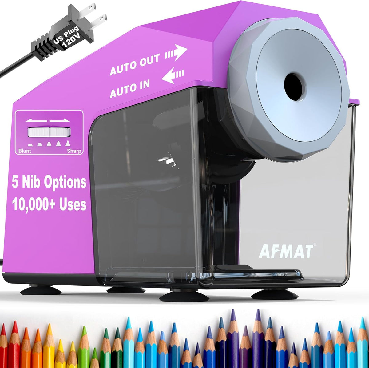 ✅Newest Model With Best Features✅Newly Upgraded Fully Automatic Electric Pencil Sharpener for 6.5-10.5mm No.2/Jumbo/Colored Pencils,3X Longer Cutter Life,PSC4PR