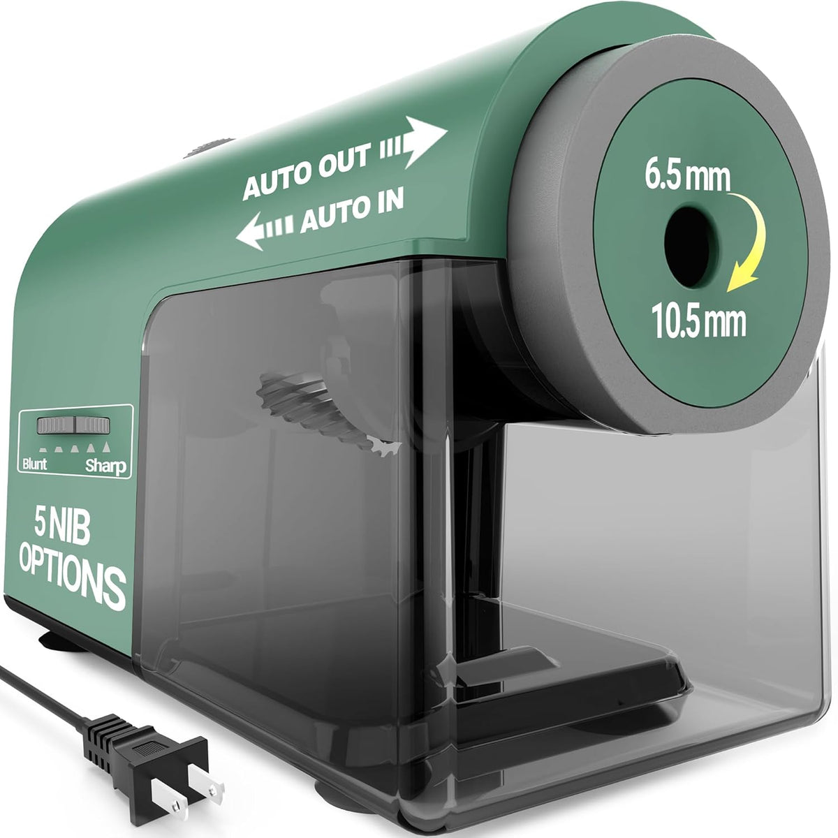 ✅Newest Model With Best Features✅Newly Upgraded Fully Automatic Electric Pencil Sharpener for 6.5-10.5mm No.2/Jumbo/Colored Pencils,3X Longer Cutter Life, PSC5GN