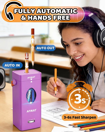 💜Rubybanfit’s Pick💜✅Newest Model With Best Features✅Newly Upgraded Fully Automatic Rechargeable Electric Pencil Sharpener for 6-12mm No.2/Jumbo Pencils, 3X Longer Cutter Life, PSC7PR