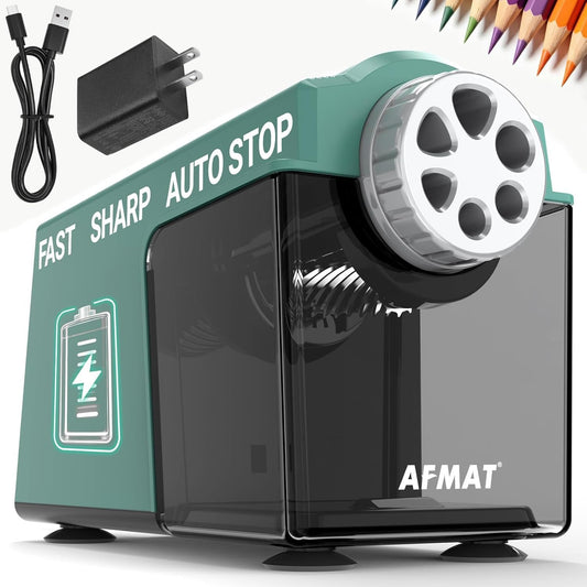 🏫Classroom Must-Haves Every Teacher Needs🏫Electric Pencil Sharpener for Classroom, 6 Holes & Cordless & Rechargeable &Heavy Duty, 10K+ Uses, for 6-11mm No.2/Large/Colored Pencils,Battery Powered with Adapter,PSD4GNB