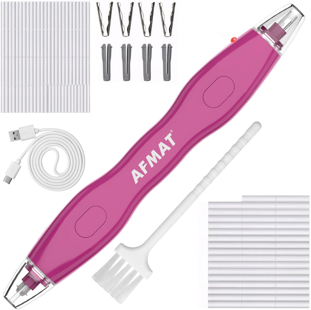 AFMAT Electric Eraser, with 140 Eraser Refills, Rechargeable Pencil Erasers for Artists, Electric Erasers for Drafting, Drawing, Painting, Sketching, Architectural Plans, Detailer Tool EE25(Rose Red)