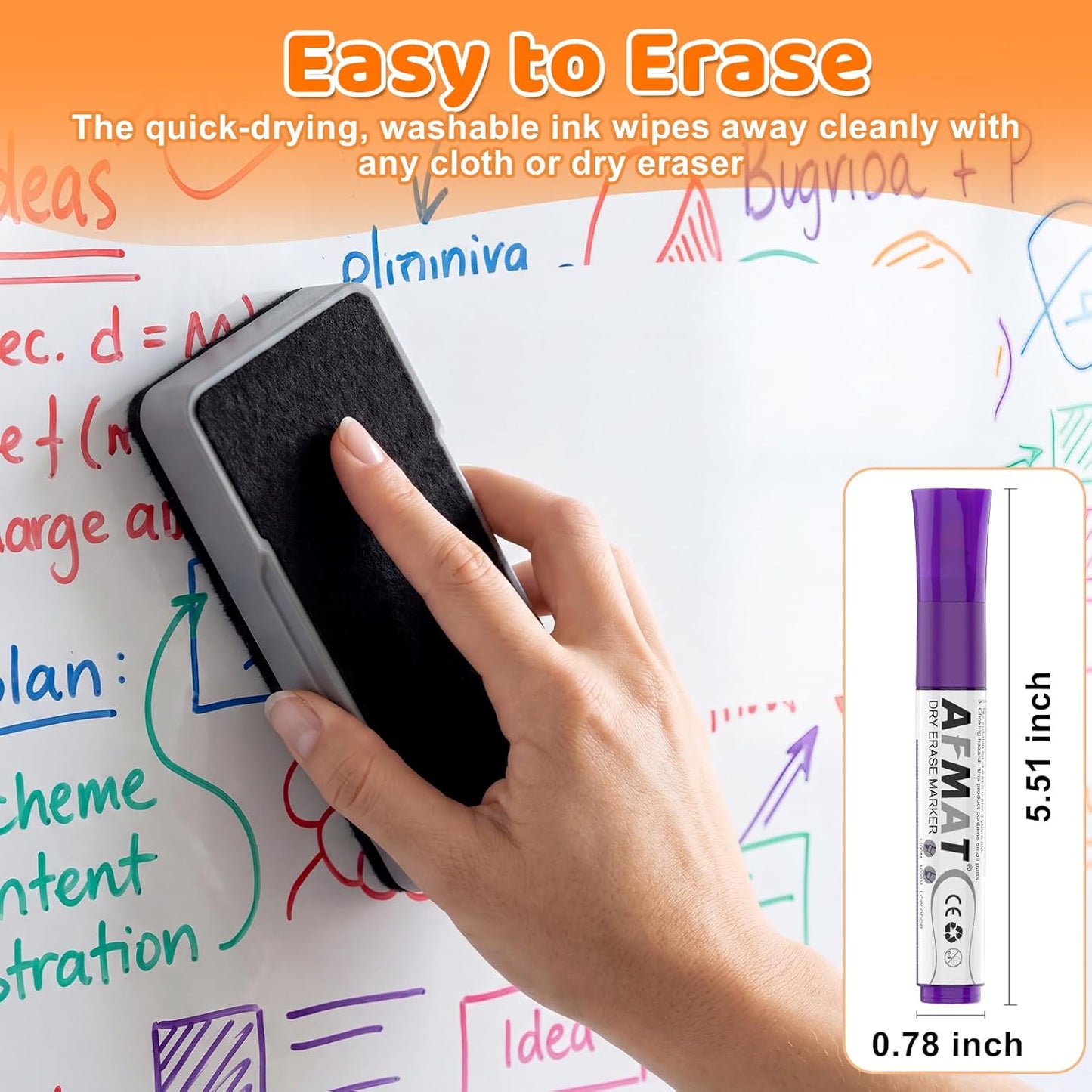 AFMAT Dry Erase Markers, 12-Count Whiteboard Markers, 1,100 Meters Writing Distance, Low Odor White Board Markers for Teacher Office Classroom (6 Bullet Tip + 6 Chisel Tip),DB103