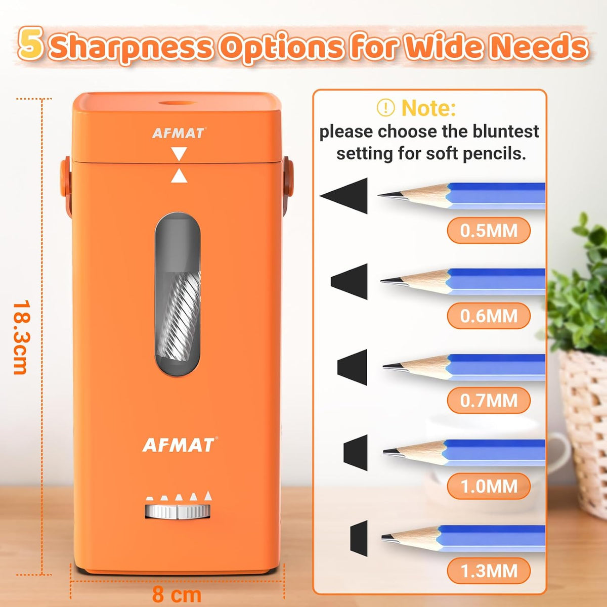 ✅Newest Model With Best Features✅Newly Upgraded Fully Automatic Rechargeable Electric Pencil Sharpener for 6-12mm No.2/Jumbo Pencils, 3X Longer Cutter Life,PSC6OR