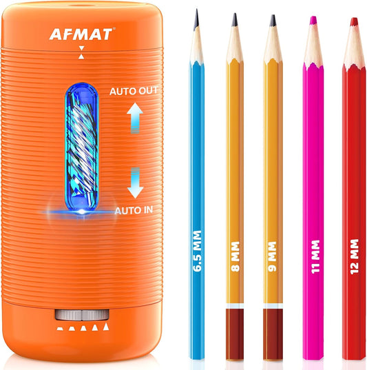 ✅Newest Model With Best Features✅Newly Upgraded Fully Automatic Rechargeable Electric Pencil Sharpener for 6-12mm No.2/Jumbo Pencils, 3X Longer Cutter Life, PSC2OR