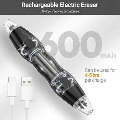 AFMAT Electric Eraser, with 140 Eraser Refills, Rechargeable Pencil Erasers for Artists, Electric Erasers for Drafting, Drawing, Painting, Sketching, Architectural Plans, Detailer Tool EE25(Black)