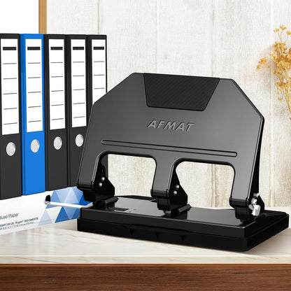 AFMAT HPX3 3 Hole Punch Heavy Duty, 40-Sheet 3 Hole Puncher for Binder, Metal Three Hole Punch w/ 10000+ Punching Times,Blue