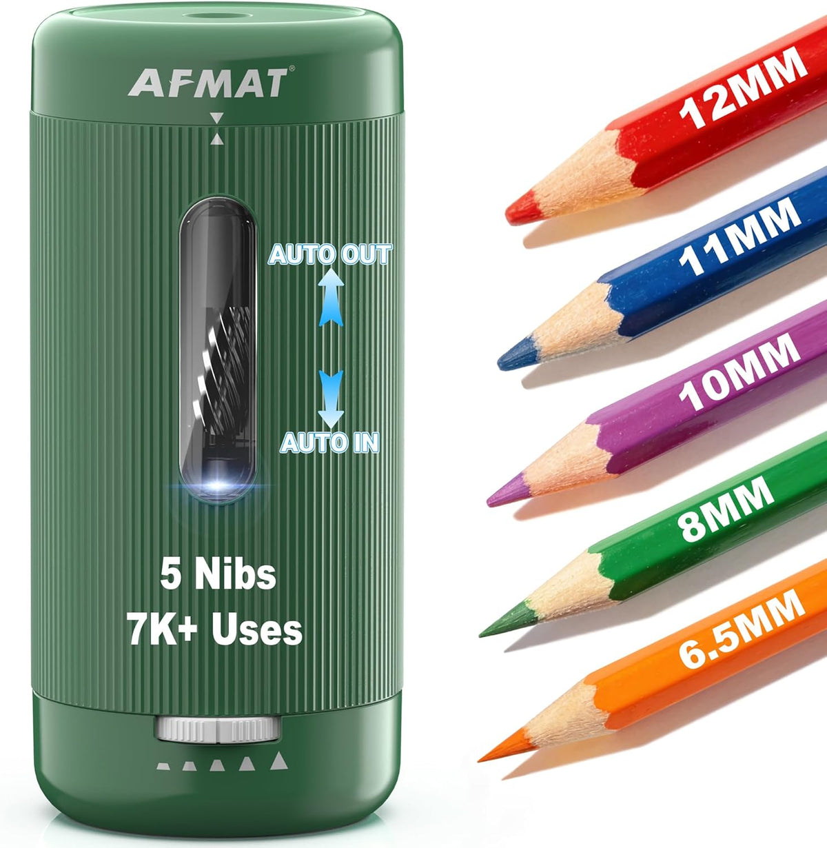 ✅Newest Model With Best Features✅Newly Upgraded Fully Automatic Rechargeable Electric Pencil Sharpener for 6-12mm No.2/Jumbo Pencils, 3X Longer Cutter Life,PSC3GN