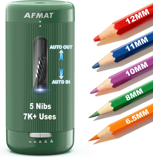 Newly Upgraded Fully Automatic Rechargeable Electric Pencil Sharpener for 6-12mm No.2/Jumbo Pencils, 3X Longer Cutter Life,PSC3GN