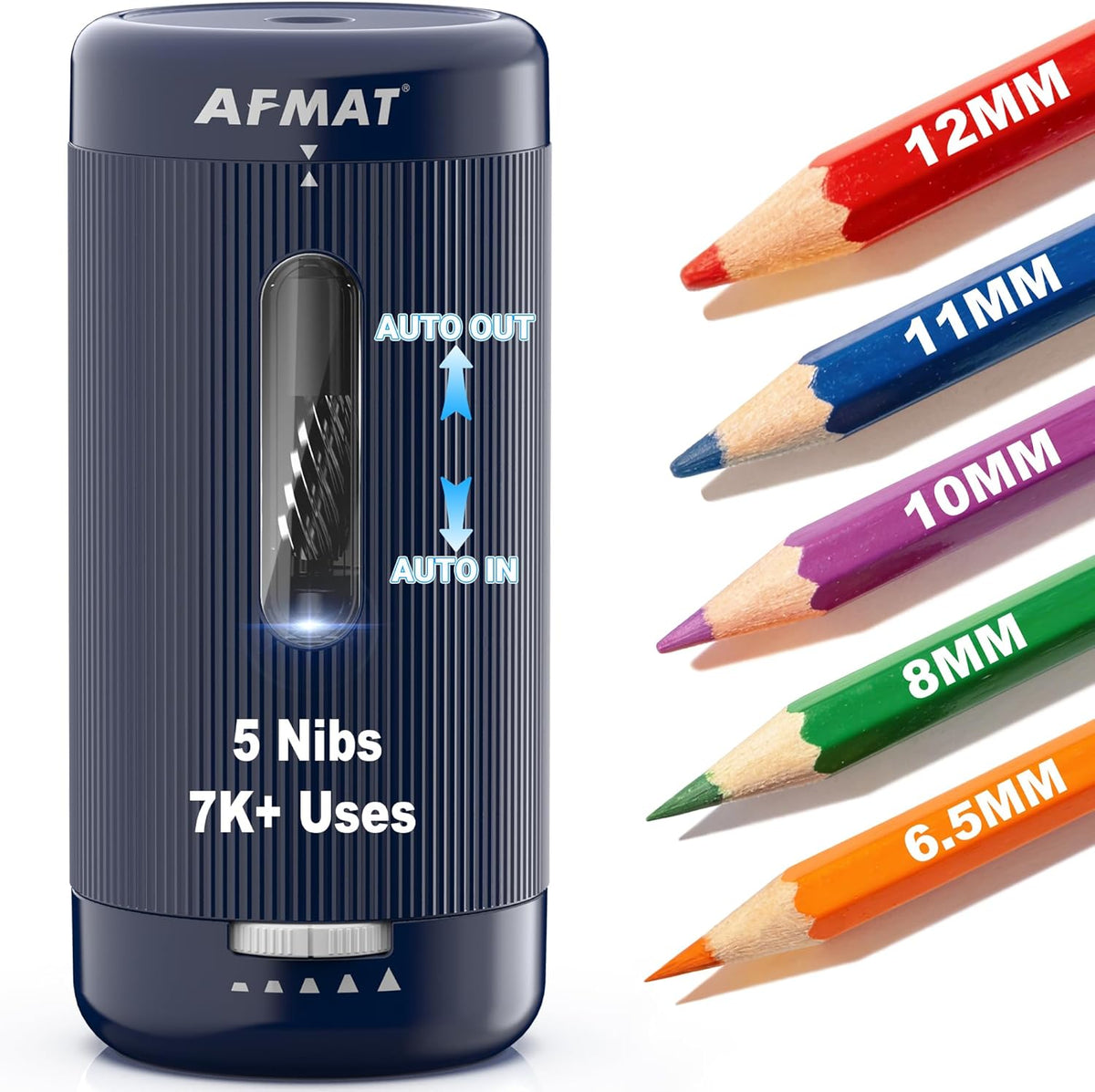 ✅Newest Model With Best Features✅Newly Upgraded Fully Automatic Rechargeable Electric Pencil Sharpener for 6-12mm No.2/Jumbo Pencils, 3X Longer Cutter Life,PSC3BL