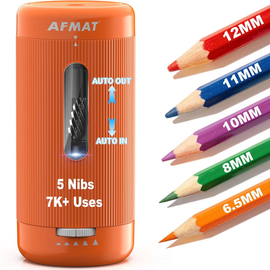 Newly Upgraded Fully Automatic Rechargeable Electric Pencil Sharpener for 6-12mm No.2/Jumbo Pencils, 3X Longer Cutter Life,PSC3OR