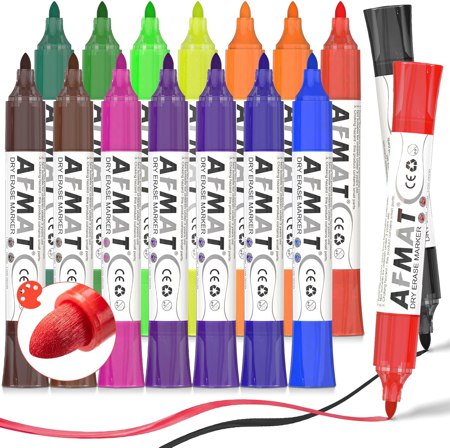AFMAT 16 Bullet Tip Whiteboard Markers,16 Color DB12Y1