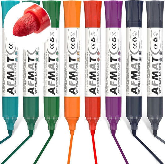 AFMAT Dry Erase Markers, 8-Count 8 Colors Whiteboard Markers, Bullet Tip, High-Capacity Liquid Ink for 1,700 Meters Writing Length, w/Visible Ink Level, Low Odor Erasable for Teacher Office Classroom,DB11Y1