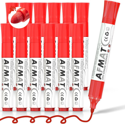 AFMAT 12 Bullet Tip Whiteboard Markers,Red DB10Y4
