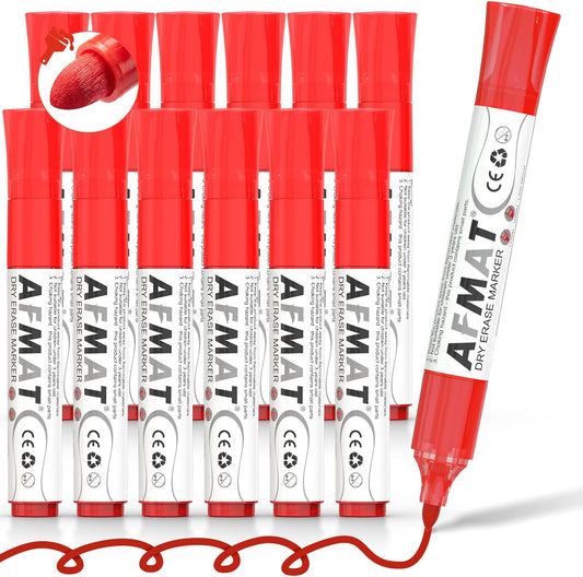 AFMAT 12 Bullet Tip Whiteboard Markers,Red DB10Y4