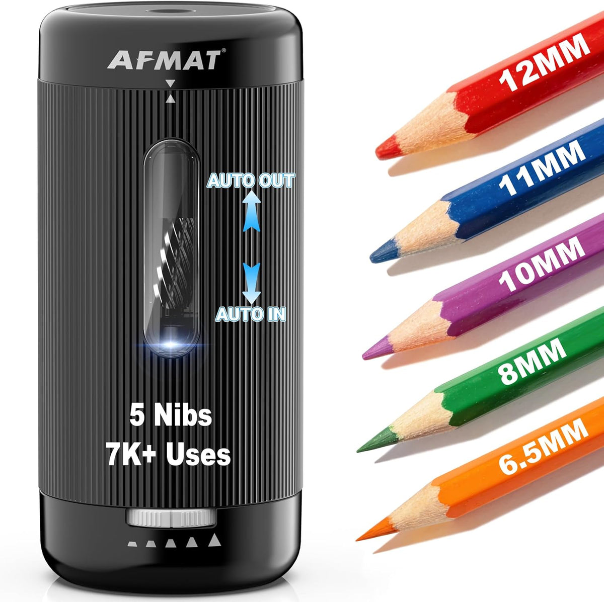 ✅Newest Model With Best Features✅Newly Upgraded Fully Automatic Rechargeable Electric Pencil Sharpener for 6-12mm No.2/Jumbo Pencils, 3X Longer Cutter Life,PSC3BK
