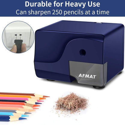 AFMAT PS106 Electric Pencil Sharpener, Heavy Duty Pencil Sharpeners for 6-8mm Colored Pencils, Fast Sharpen, 3 Sharpness Setting, 10,000+ Sharpenings for Classroom/School/Home/Teachers, Black