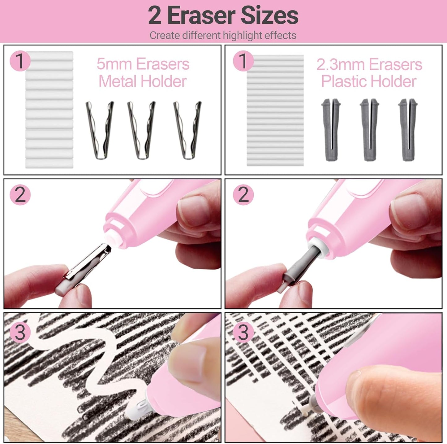 【Ali Haider Artist】AFMAT EE04 Electric Rechargeable Electric Eraser Kit for Artists,140 Refills for Drafting