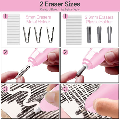 【Ali Haider Artist】AFMAT EE04 Electric Rechargeable Electric Eraser Kit for Artists,140 Refills for Drafting