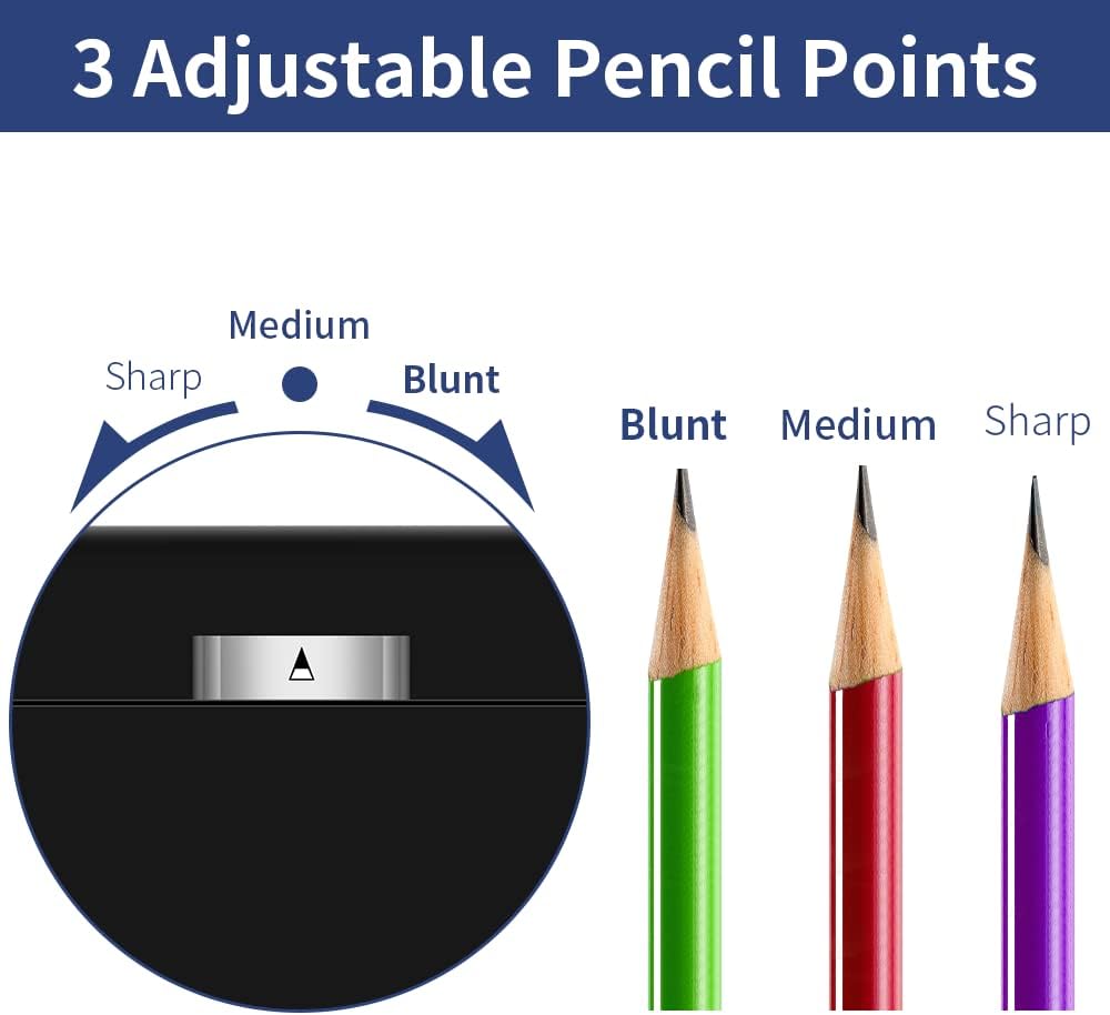 AFMAT PS106 Electric Pencil Sharpener, Heavy Duty Pencil Sharpeners for 6-8mm Colored Pencils, Fast Sharpen, 3 Sharpness Setting, 10,000+ Sharpenings for Classroom/School/Home/Teachers, Black