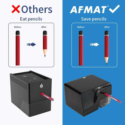 AFMAT PS106 Electric Pencil Sharpener, Heavy Duty Pencil Sharpeners for 6-8mm Colored Pencils, Fast Sharpen, 3 Sharpness Setting, 10,000+ Sharpenings for Classroom/School/Home/Teachers, Black