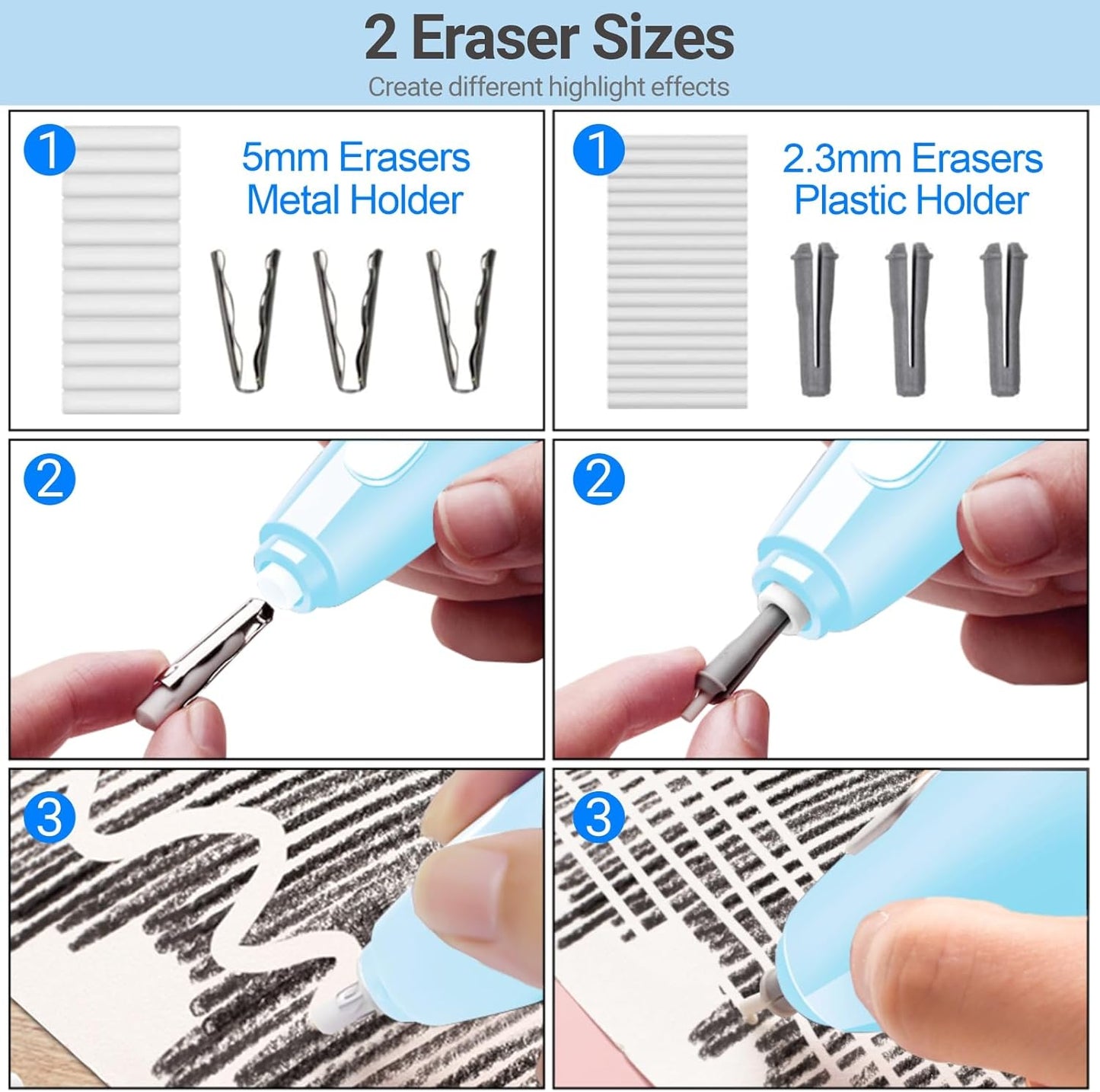 【Ali Haider Artist】AFMAT EE04 Electric Rechargeable Electric Eraser Kit for Artists,140 Refills for Drafting
